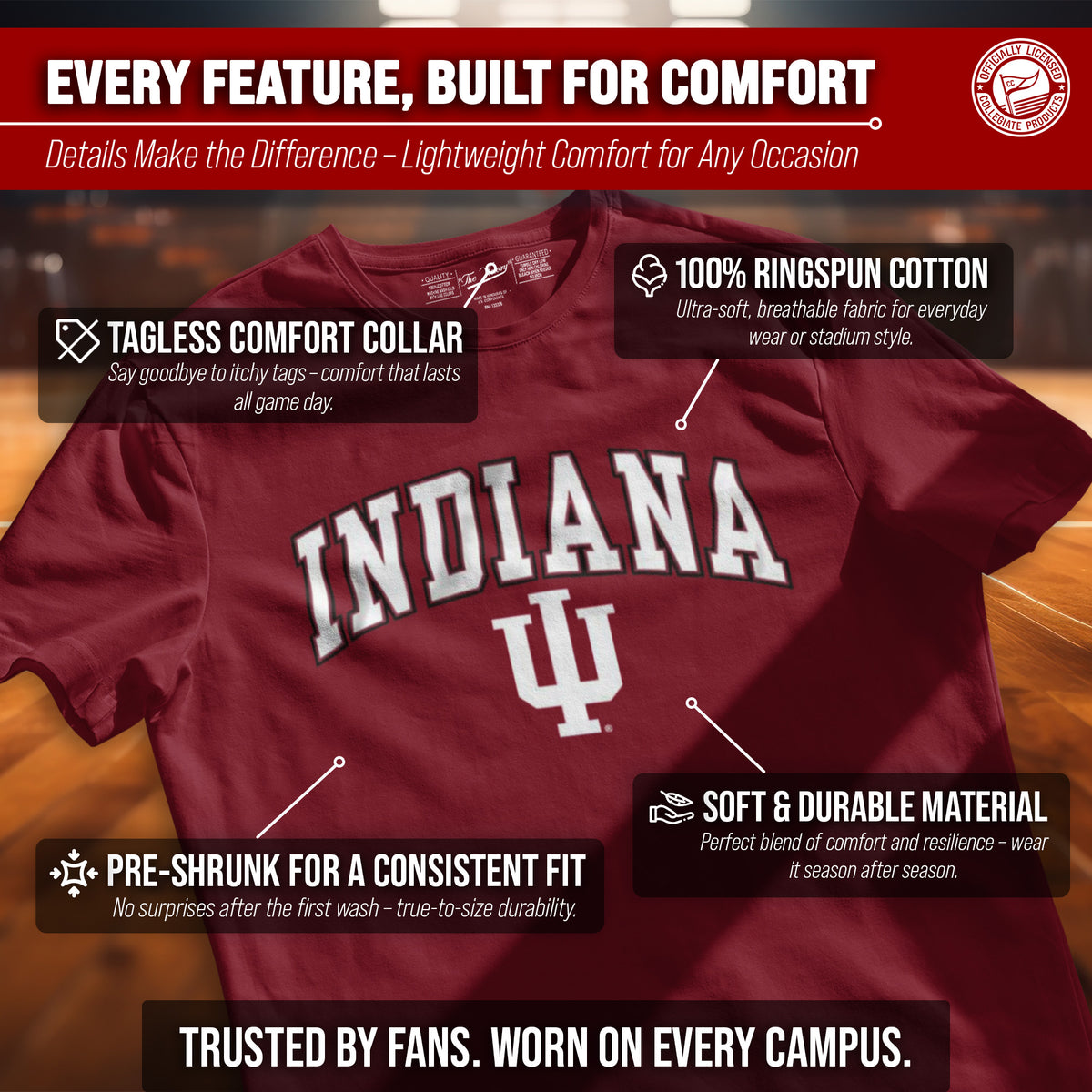 Indiana Hoosiers NCAA Adult Gameday Cotton T-Shirt - Crimson