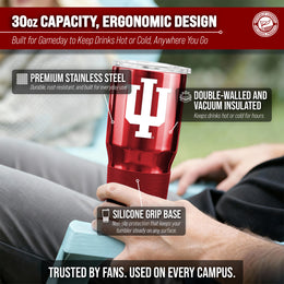 Indiana Hoosiers NCAA University 30oz Stainless Steel Vacuum Insulated Game Day Tumbler with Silicone Grip - Cardinal