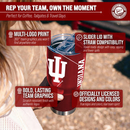 Indiana Hoosiers NCAA University 30oz Stainless Steel Vacuum Insulated Game Day Tumbler with Silicone Grip - Cardinal