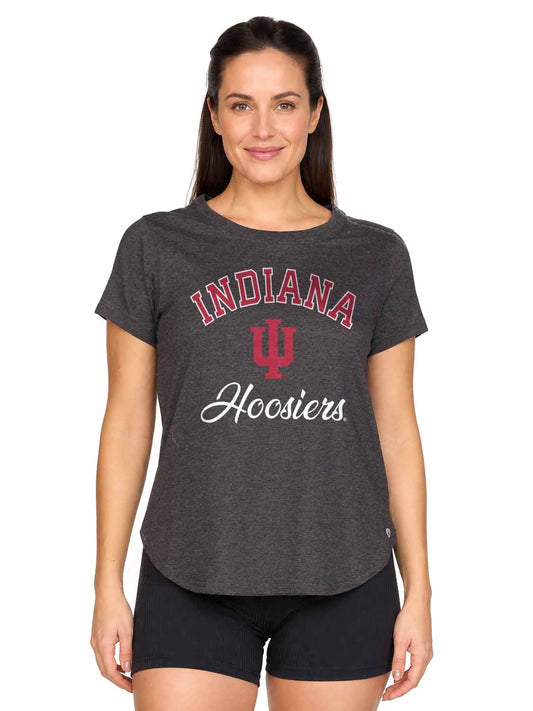 Indiana Hoosiers  Women's NCAA Tailgate Heathered Tee - Black Heather