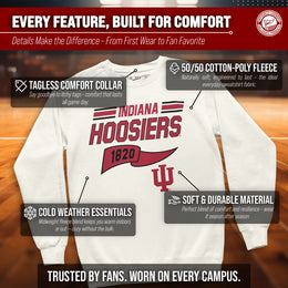 Indiana Hoosiers NCAA Adult Unisex Varsity Club Pennant Crewneck Fleece Sweatshirt - Off White