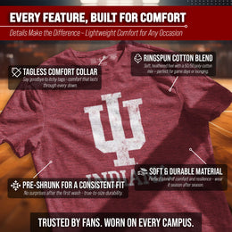 Indiana Hoosiers Adult MVP Heathered Cotton Blend T-Shirt - Crimson