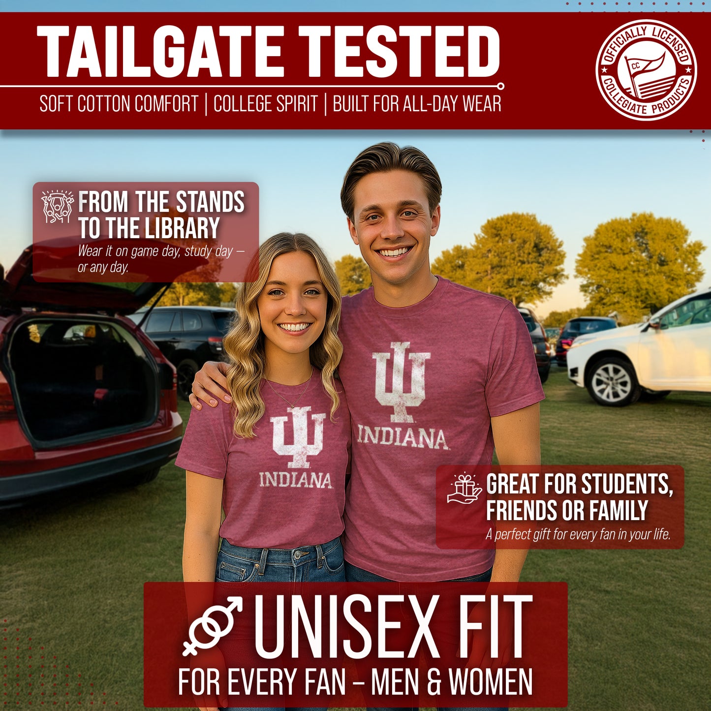 Indiana Hoosiers Adult MVP Heathered Cotton Blend T-Shirt - Crimson