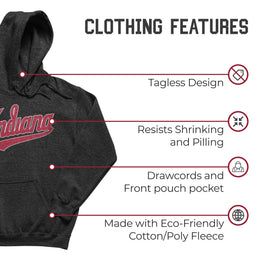 Indiana Hoosiers NCAA Adult Cotton Blend Charcoal Hooded Sweatshirt - Charcoal