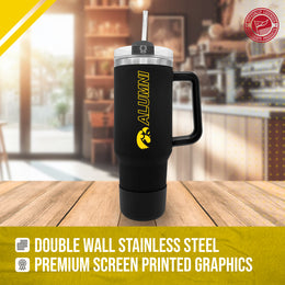 Iowa Hawkeyes Collegiate 40oz Stainless Steel Travel Tumbler with Handle for Alumni - Black