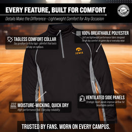 Iowa Hawkeyes Mens NCAA Campus Classic Long Sleeve 1/4 Zip Windshirt - Black