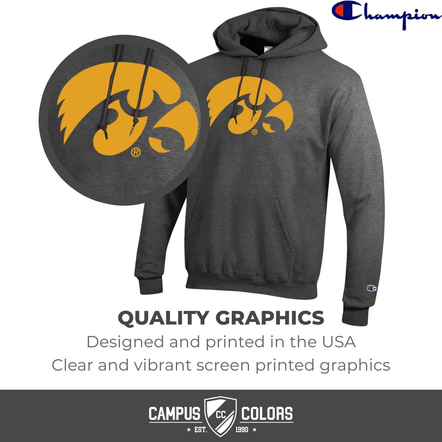 Iowa Hawkeyes Adult Mascot Fleece Hooded Sweatshirt - Charcoal