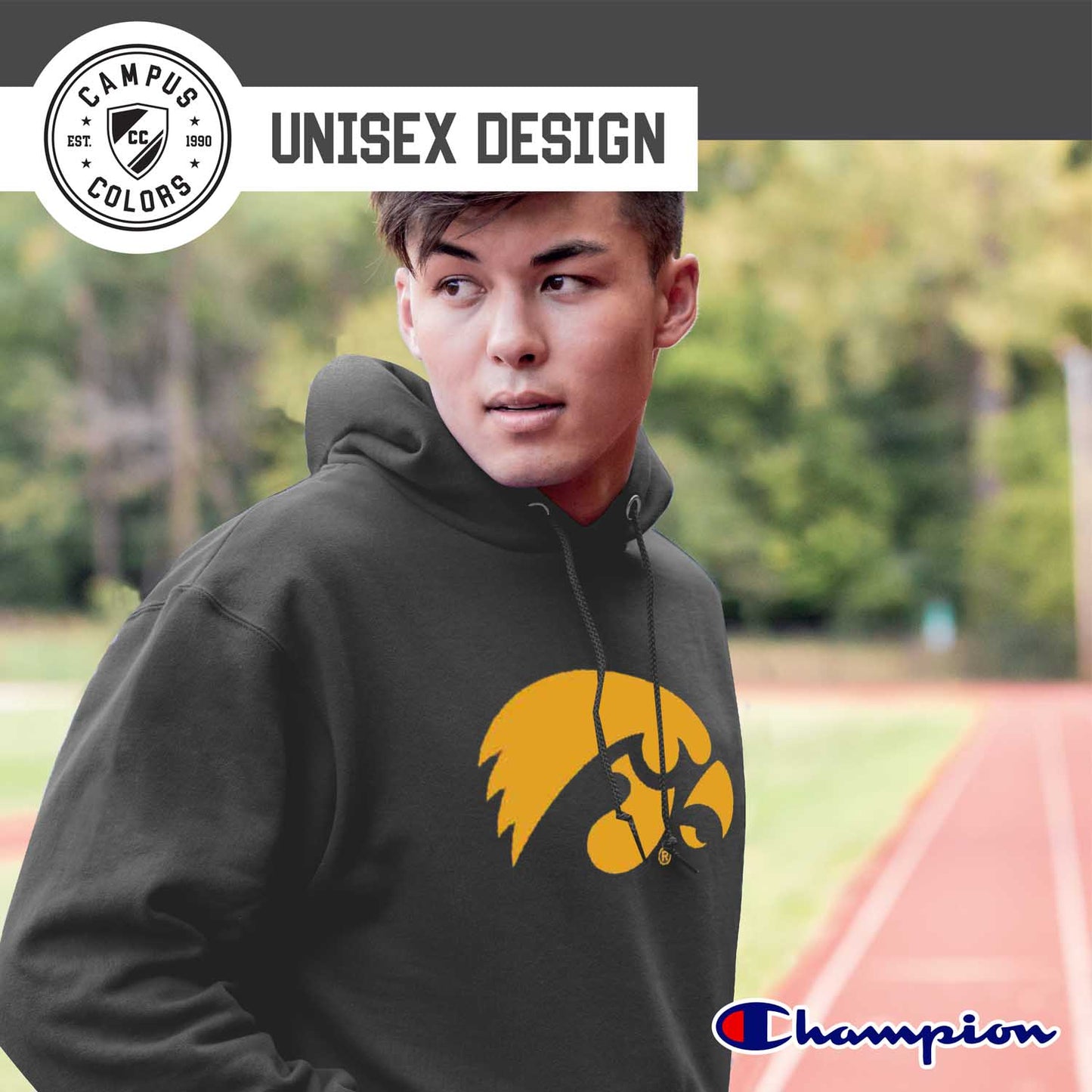 Iowa Hawkeyes Adult Mascot Fleece Hooded Sweatshirt - Charcoal