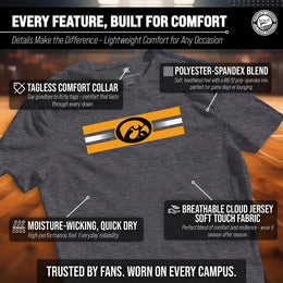 Iowa Hawkeyes Unisex NCAA Scholarship Cloud Jersey Athletic Short Sleeve Performance Tee - Black Heather