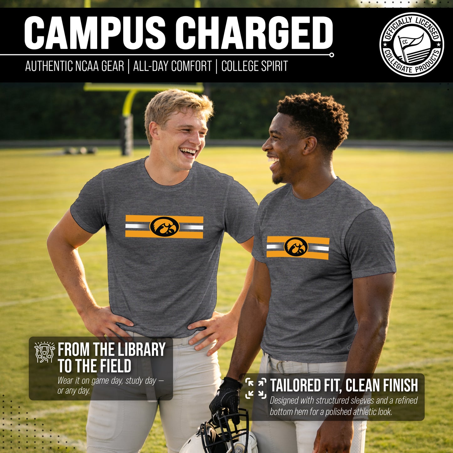 Iowa Hawkeyes Unisex NCAA Scholarship Cloud Jersey Athletic Short Sleeve Performance Tee - Black Heather