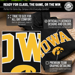 Iowa Hawkeyes NCAA Adult Tackle Twill Hooded Sweatshirt - Black