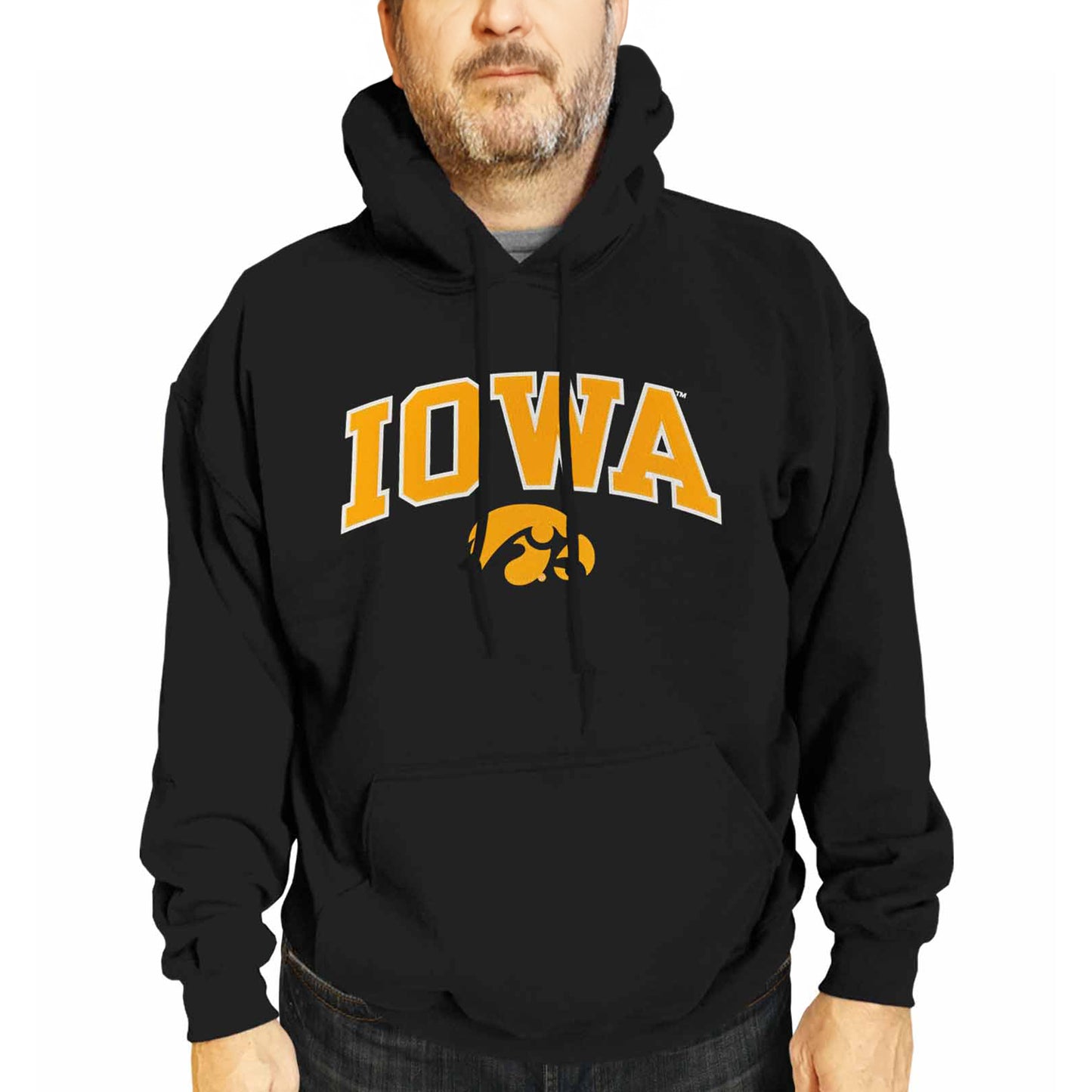 Iowa Hawkeyes NCAA Adult Tackle Twill Hooded Sweatshirt - Black