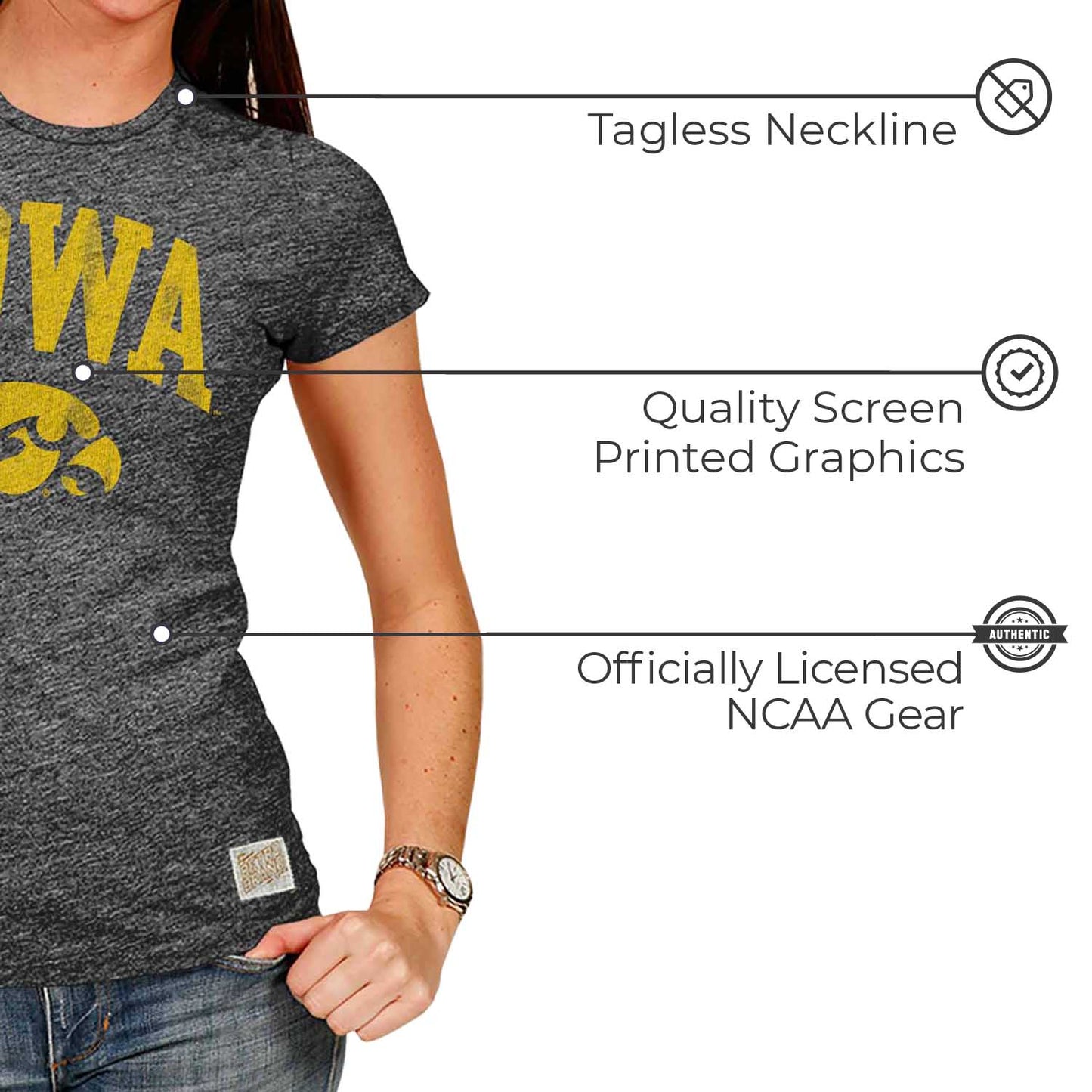 Iowa Hawkeyes University Women's T-Shirt  - Black