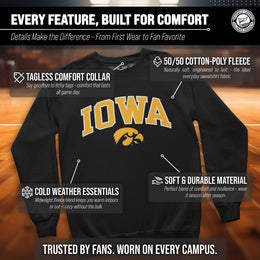 Iowa Hawkeyes Adult Tackle Twill Crewneck - Black