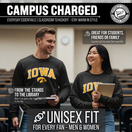 Iowa Hawkeyes Adult Tackle Twill Crewneck - Black