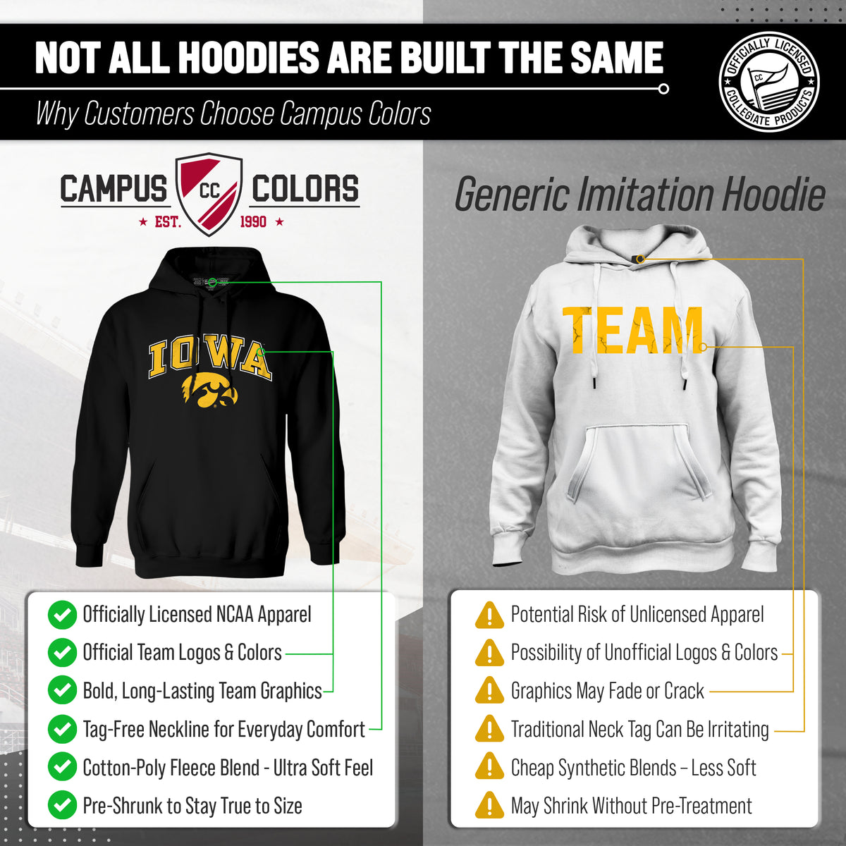 IOWA Arch & Logo Gameday Hoodie - Black