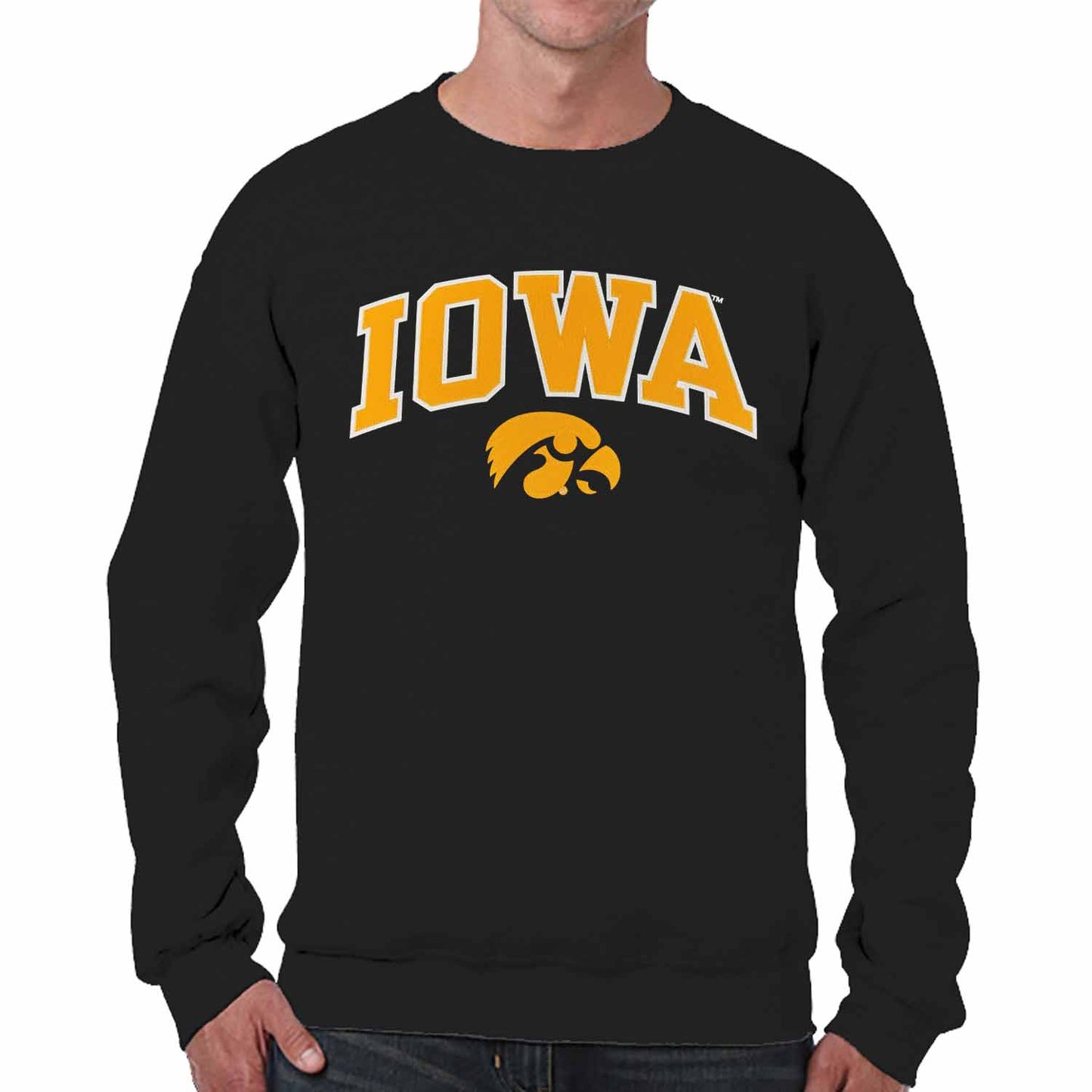 Iowa Hawkeyes Adult Tackle Twill Crewneck - Black
