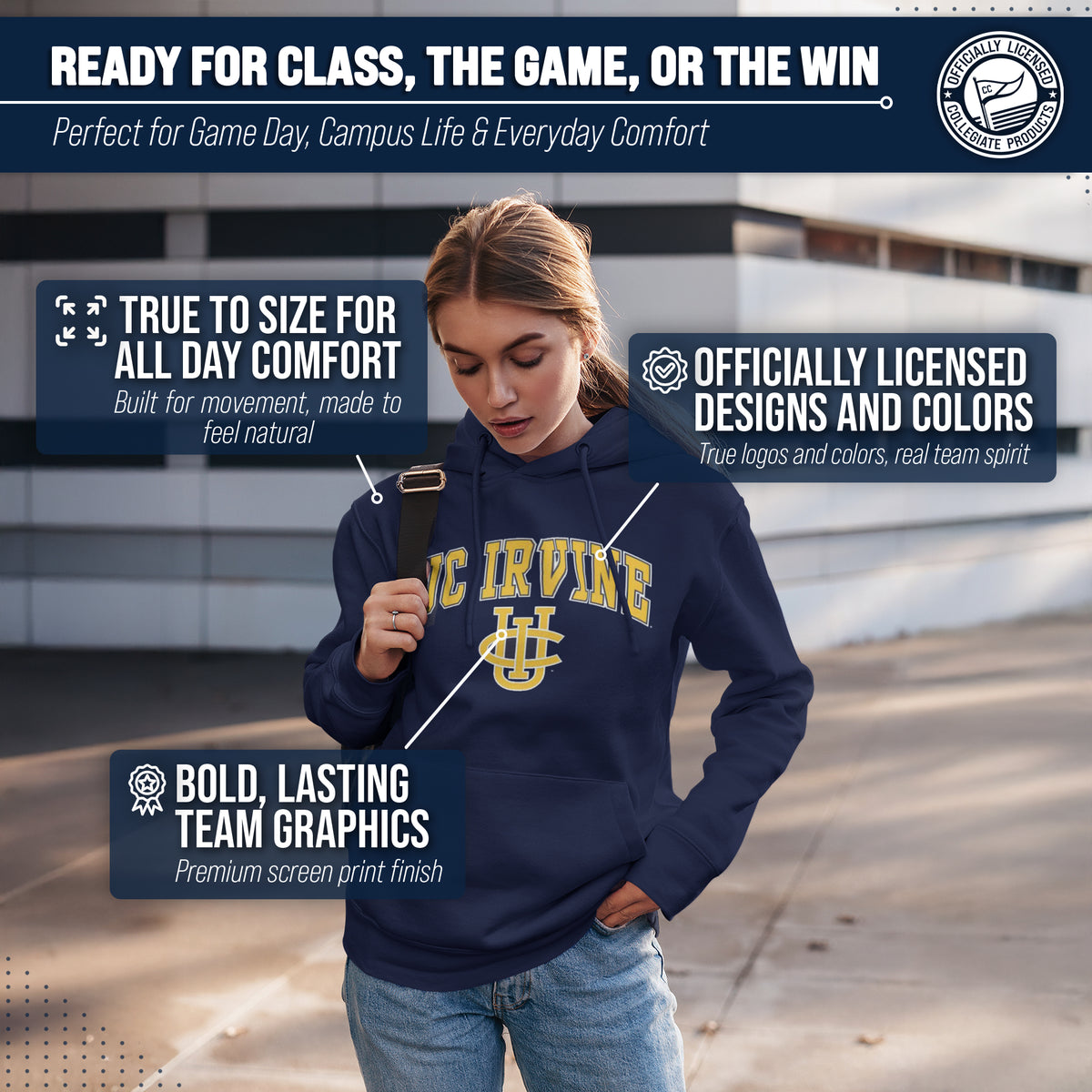 IRV Arch & Logo Gameday Hoodie - Navy
