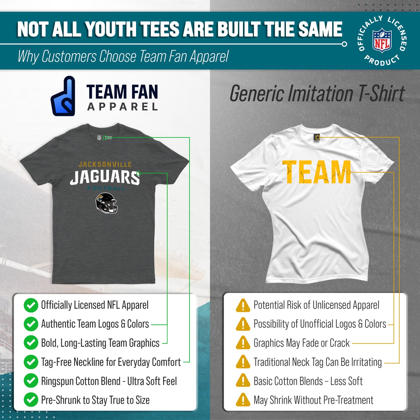 Jacksonville Jaguars NFL Youth Football Helmet Tagless T-Shirt - Charcoal