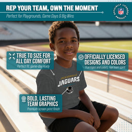 Jacksonville Jaguars NFL Youth Football Helmet Tagless T-Shirt - Charcoal