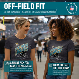 Jacksonville Jaguars NFL Womens Distressed Helmet Tag-Less Soft T-Shirt - Heather Charcoal
