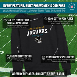 Jacksonville Jaguars NFL Womens Helmet French Terry Slouchy Top - Charcoal