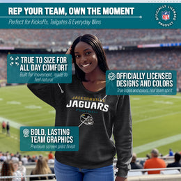 Jacksonville Jaguars NFL Womens Helmet French Terry Slouchy Top - Charcoal