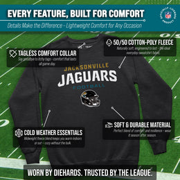 Jacksonville Jaguars Adult NFL Football Helmet Heather Crewneck Sweatshirt - Charcoal