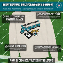 Jacksonville Jaguars NFL Womens Vintage Charm French Terry Slouchy Top - Birch