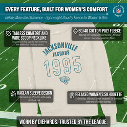 Jacksonville Jaguars NFL Womens Big Date French Terry Slouchy Top - Natural