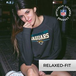 Jacksonville Jaguars NFL Womens Team Block French Terry Slouchy Top - Charcoal