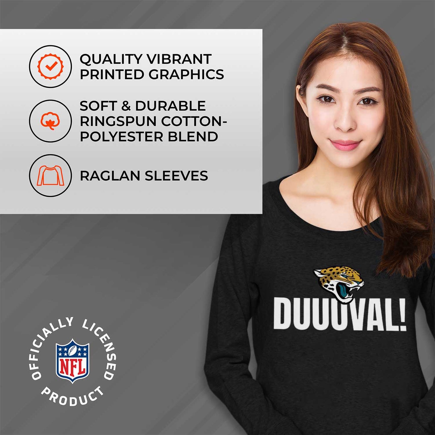 Jacksonville Jaguars NFL Womens Plus Size Team Slogan Crew Neck - Black