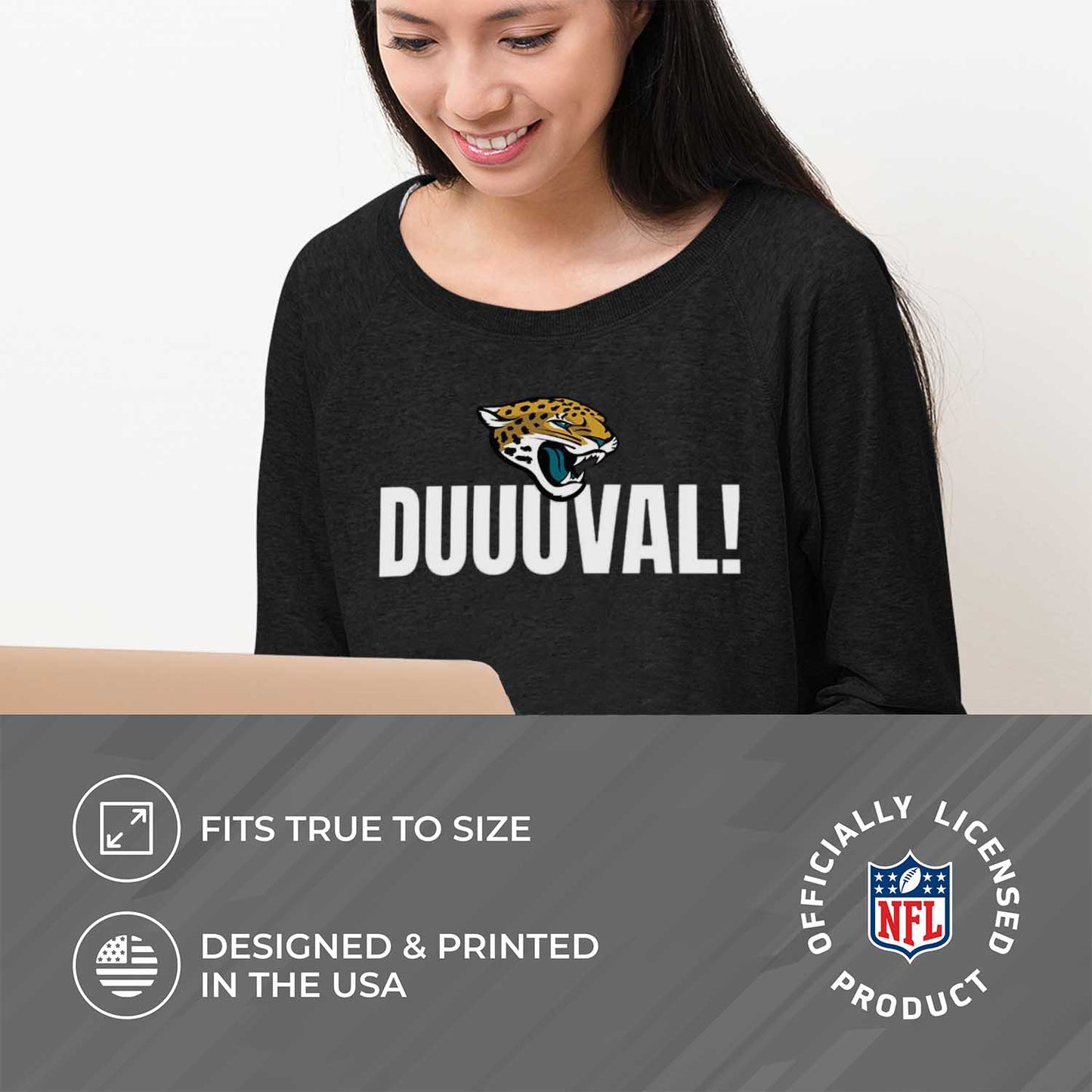 Jacksonville Jaguars NFL Womens Plus Size Team Slogan Crew Neck - Black