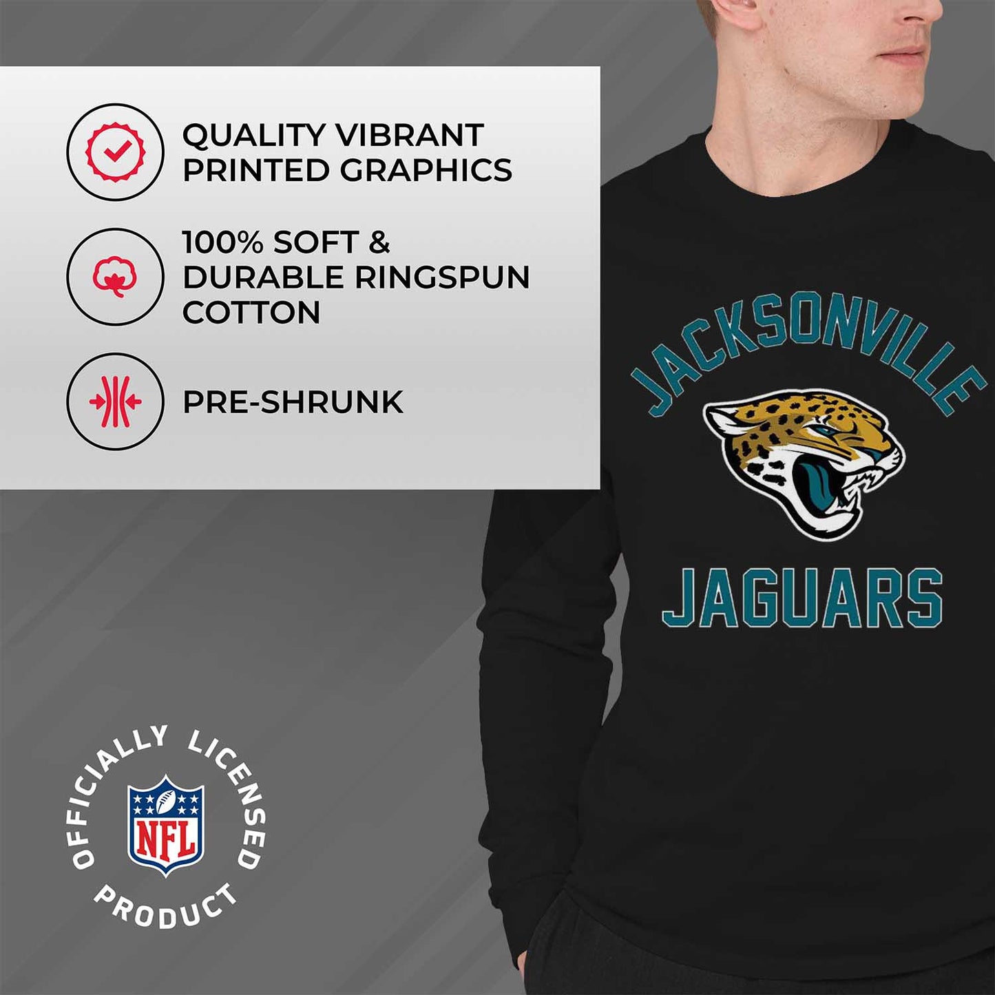 Jacksonville Jaguars NFL Gameday Adult Long Sleeve Shirt - Black