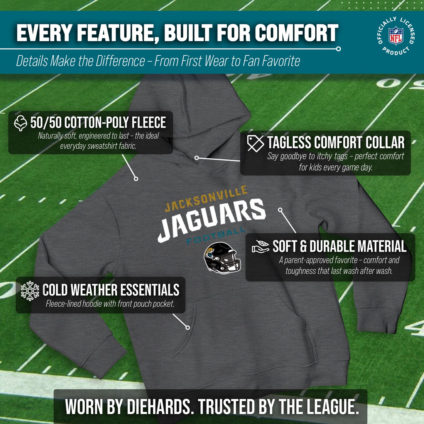 Jacksonville Jaguars NFL Youth Football Helmet Hood - Charcoal