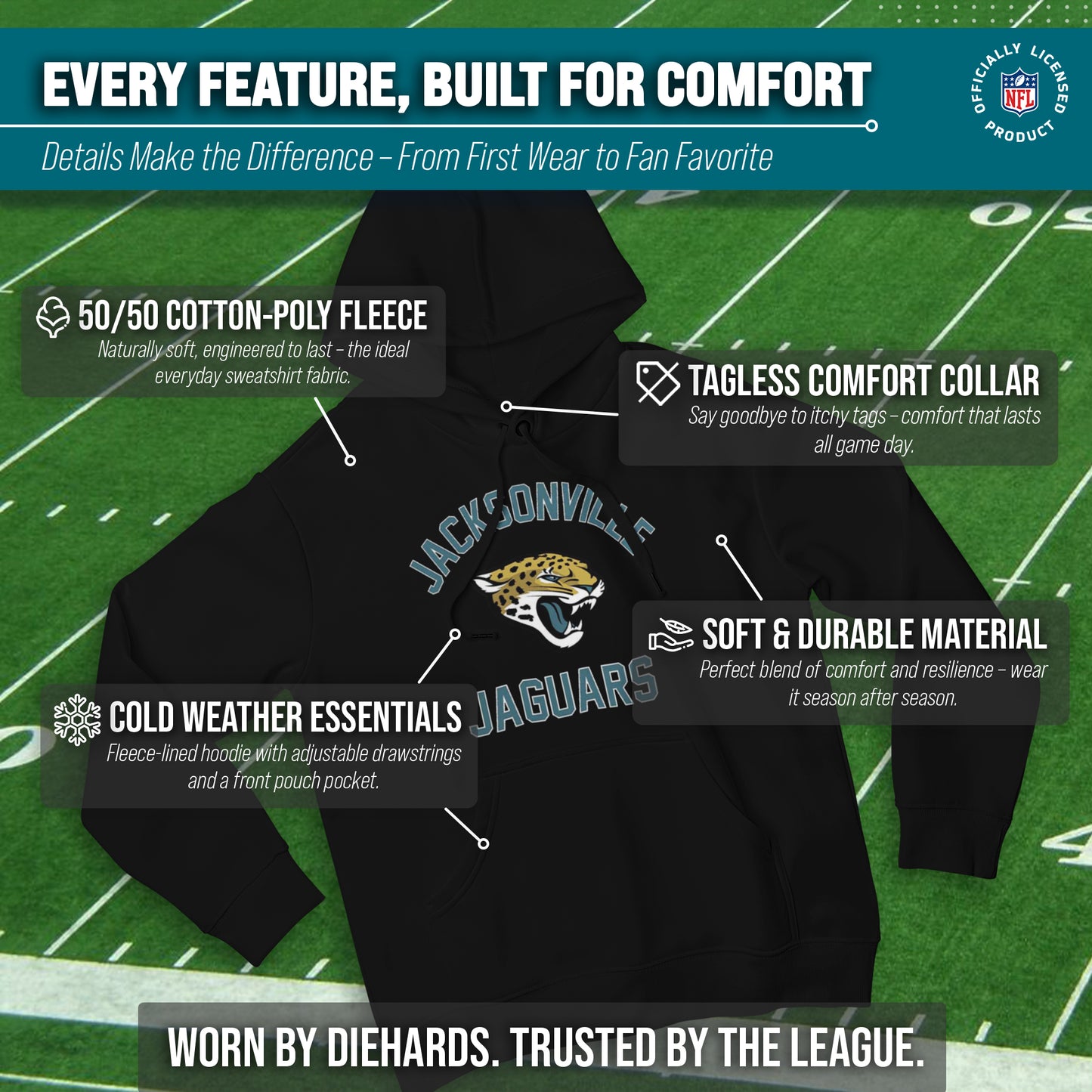 Jacksonville Jaguars Team Fan Apparel NFL  Gameday Hoodie - Black