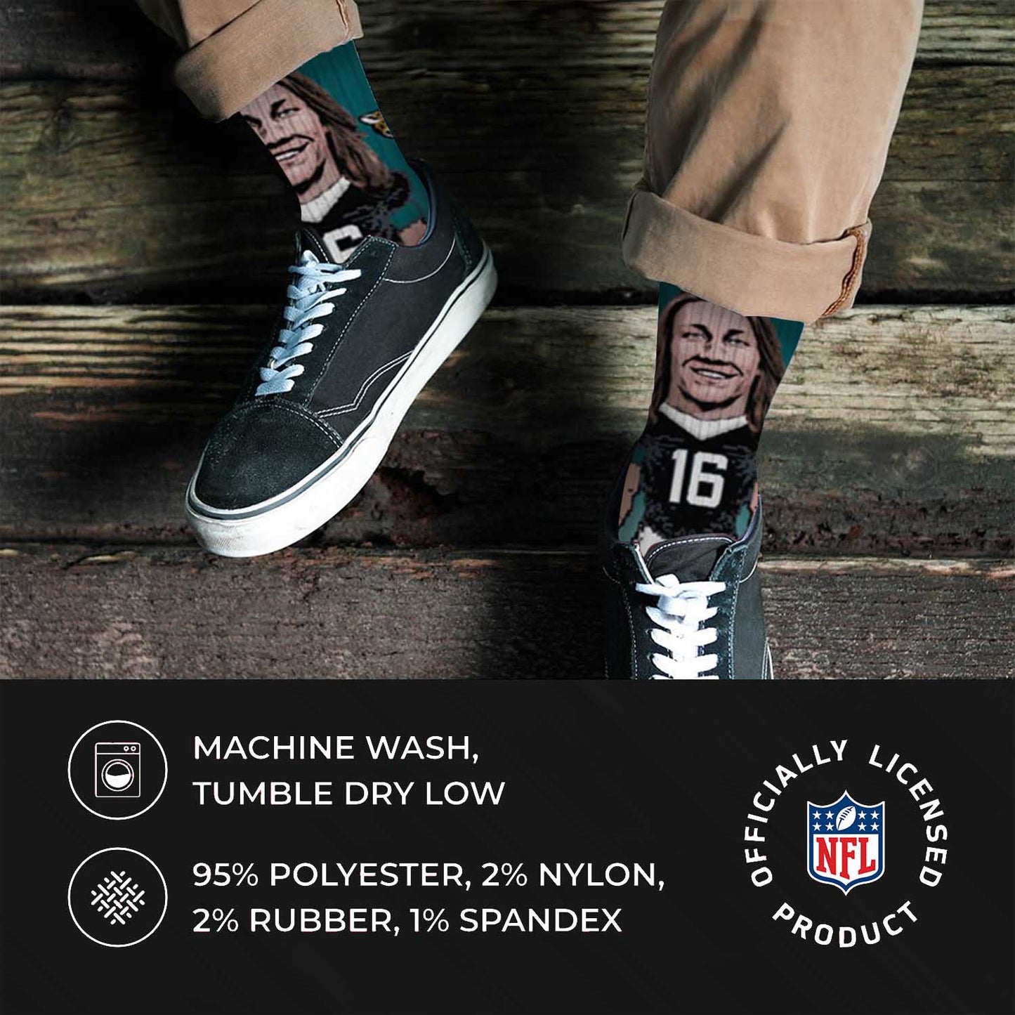 Jacksonville Jaguars FBF Original-  MVP V-Curve Mens Crew Socks Size Large - Teal