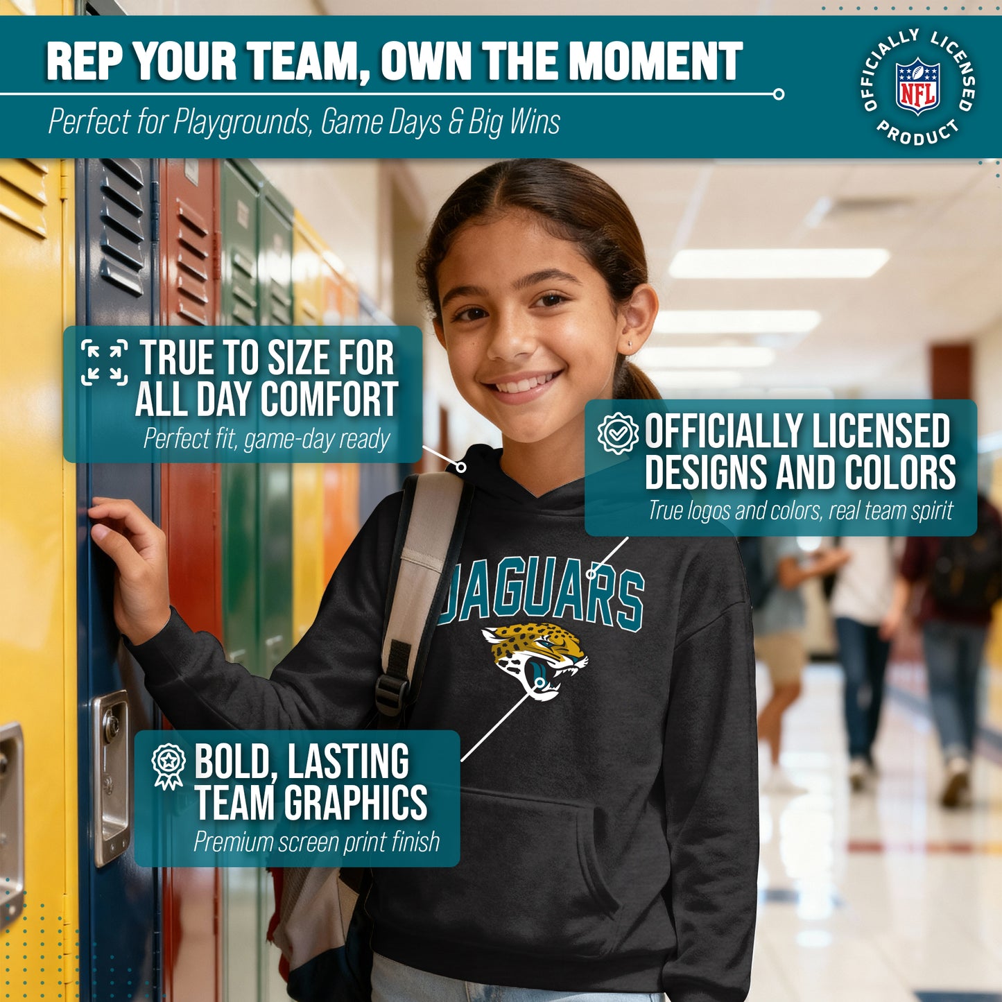 Jacksonville Jaguars NFL Youth Home Team Hoodie- Kids Hooded Sweatshirt - Black