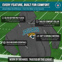 Jacksonville Jaguars NFL Youth Home Team Hoodie- Kids Hooded Sweatshirt - Sport Gray