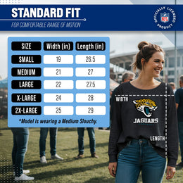 Jacksonville Jaguars NFL Womens Ultimate Fan French Terry Slouchy Top- Raglan Sleeves - Charcoal