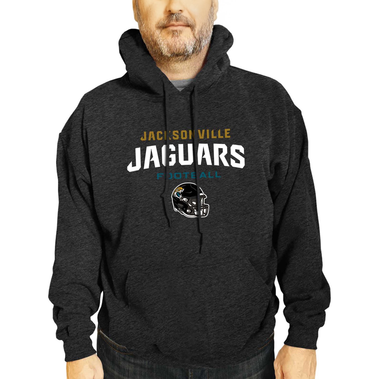Jacksonville Jaguars Adult NFL Football Helmet Heather Hooded Sweatshirt  - Charcoal