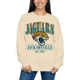 Jacksonville Jaguars Womens NFL Starstruck Crewneck Pullover - Cream
