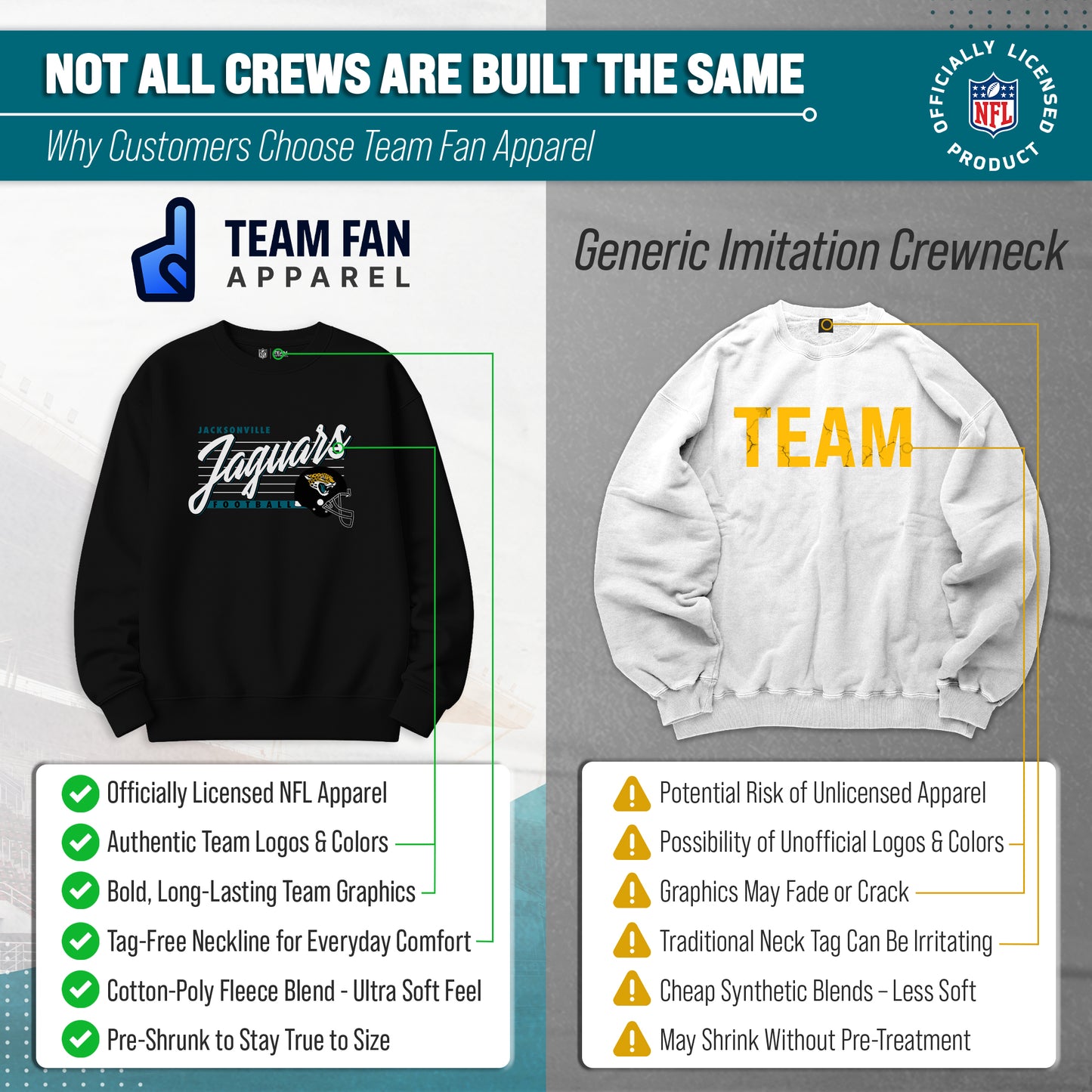 Jacksonville Jaguars Womens NFL Scrimmage Line Crewneck Pullover - Black