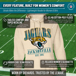 Jacksonville Jaguars Team Fan Apparel NFL Women's  Starstruck Fleece Pullover Hoodie - Cream