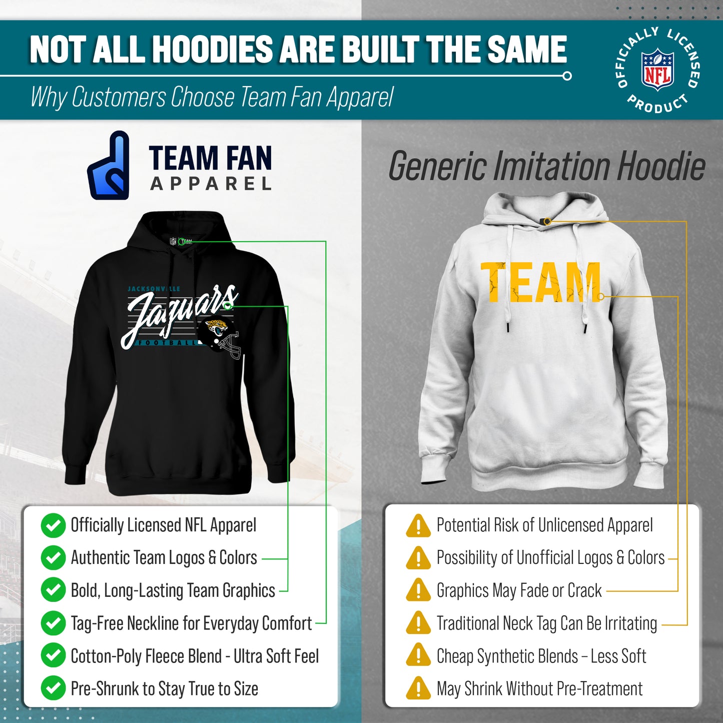 Jacksonville Jaguars Ladies NFL Scrimmage Line Fleece Pullover Hooded Sweatshirt - Black