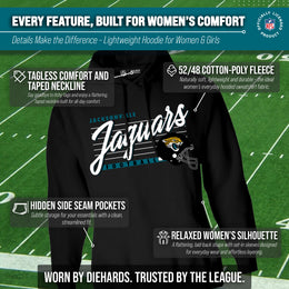Jacksonville Jaguars Ladies NFL Scrimmage Line Fleece Pullover Hooded Sweatshirt - Black