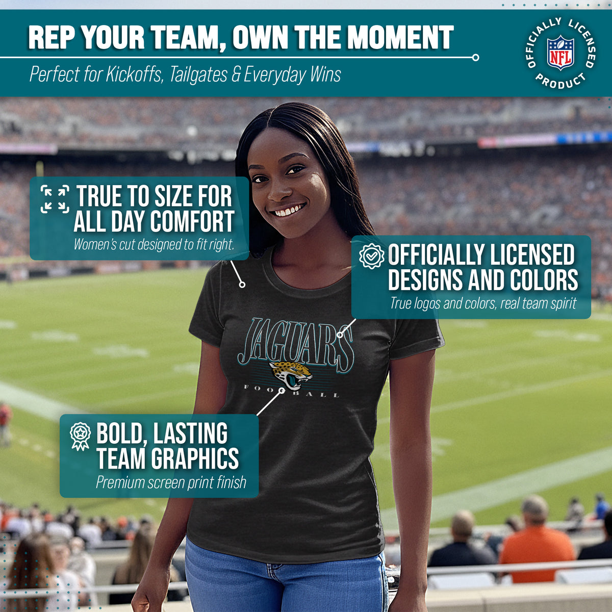Jacksonville Jaguars  Overtime Blueprint Women's NFL Short Sleeve T-Shirt - Black