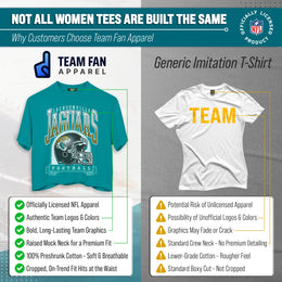 Jacksonville Jaguars  Women's Franchise Helmet Crop T-Shirt Mock Neck - Teal