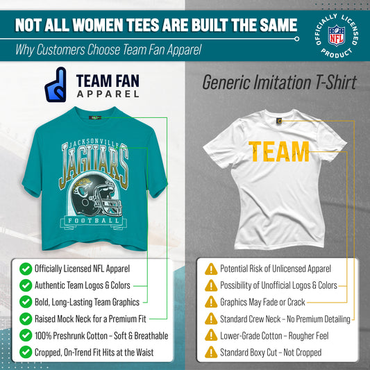 Jacksonville Jaguars  Women's Franchise Helmet Crop T-Shirt Mock Neck - Teal