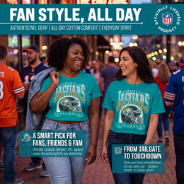 Jacksonville Jaguars  Women's Franchise Helmet Crop T-Shirt Mock Neck - Teal